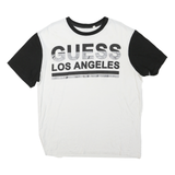 GUESS Womens White & Black Los Angeles Graphic T-Shirt 2XL Short Sleeve Crew
