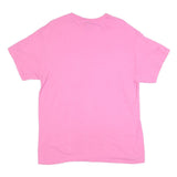 GILDAN Mens Pink White Silver Legacy Graphic T-Shirt L Short Sleeve Crew Neck