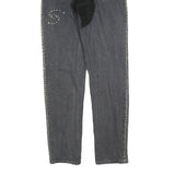 Black Slim Mens Jeans Cotton Blend Denim W32 L34 Stitch Detail Zip Closure