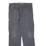 CARHARTT Mens Cotton Blend Grey Regular Cargo Trousers W36 L34 Workwear Zip
