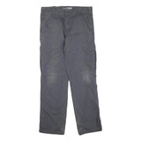 CARHARTT Mens Cotton Blend Grey Regular Cargo Trousers W36 L34 Workwear Zip