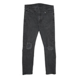 LEVI'S 510 Mens Jeans Black Slim Skinny Denim Medium W34 L27 Ripped Detail