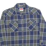 WRANGLER Mens Blue & Green Check Shirt XL Cotton Blend Classic Casual