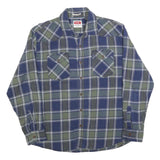 WRANGLER Mens Blue & Green Check Shirt XL Cotton Blend Classic Casual