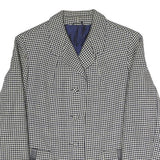 Womens Black & White Houndstooth Button Jacket S Polyester Blend Classic