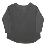 CHICOREE Womens Grey Plain V-Neck Basic Knit L Relaxed Jumper Soft Comfort