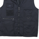 Mens Black Cotton Utility Zip Jacket L Workwear Casual Outdoor Vest Style