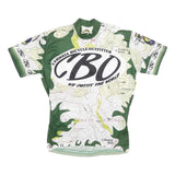 FASHIONBIKE Mens Green White Graphic T-Shirt L Short Sleeve Crew Neck Cycling