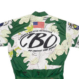 FASHIONBIKE Mens Green White Graphic T-Shirt L Short Sleeve Crew Neck Cycling