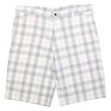 DICKIES Mens White Grey Check Casual Shorts XL W40 Cotton Blend Comfortable Fit