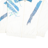 KAWASAKI Mens White & Blue Lightweight Jacket M Polyester Blend Zip Casual Retro