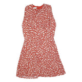 HOBBS LONDON Womens Red Floral Cotton Blend Day Dress Sleeveless UK 10