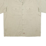 DICKIES Mens Beige Work Shirt XL Cotton Short Sleeve Button Front Utility