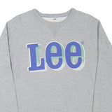 LEE Mens Grey Cotton Blend Crew Neck Sweatshirt M Casual Logo Pullover