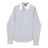TOMMY HILFIGER Womens Blue & White Shirt UK 4 Cotton Blend Classic Button Down