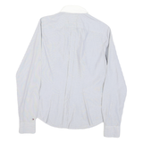 TOMMY HILFIGER Womens Blue & White Shirt UK 4 Cotton Blend Classic Button Down