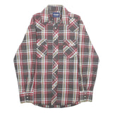 WRANGLER Mens Grey & Red Check Shirt M Western Casual Button-Up Cotton