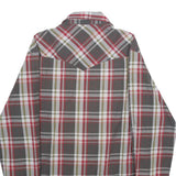 WRANGLER Mens Grey & Red Check Shirt M Western Casual Button-Up Cotton