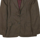 JONES NEW YORK Womens Brown Slim Wool Houndstooth Jacket Size S Classic Button