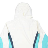 COLUMBIA Womens White & Blue Outdoor Jacket M Polyester Blend Zip Hooded Casual