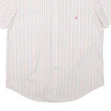 NAUTICA Mens White & Red & Blue Striped Short Sleeve Shirt L Casual Cotton Blend