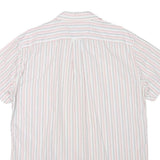 NAUTICA Mens White & Red & Blue Striped Short Sleeve Shirt L Casual Cotton Blend