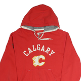 NHL Mens Red Calgary Hoodie L Cotton Full Zip Sportswear Sweatshirt