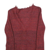 CAVALLI JEANS Womens Red Patterned Jumper V-Neck Waffle Knit S Stylish Comfort