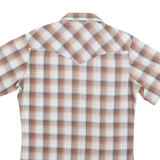 WRANGLER Mens Beige Brown Check Western Shirt S Short Sleeve Cotton Blend Button