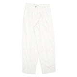 Womens Relaxed Fit White Pinstripe Trousers W26 L30 Classic Straight Zip Closure