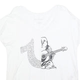 TRUE RELIGION Womens White Graphic T-Shirt M Short Sleeve Scoop Neck Cotton