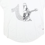 TRUE RELIGION Womens White Graphic T-Shirt M Short Sleeve Scoop Neck Cotton
