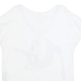TRUE RELIGION Womens White Graphic T-Shirt M Short Sleeve Scoop Neck Cotton