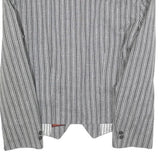 CELLINI Mens Grey & Black Striped Wool Blend Jacket M Woven Button Closure