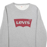 LEVI'S Mens Grey Sweatshirt Crew Neck S Cotton Blend Logo Print Casual Pullover