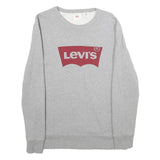 LEVI'S Mens Grey Sweatshirt Crew Neck S Cotton Blend Logo Print Casual Pullover