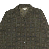 DANA TAYLOR Womens Green Printed Shirt Long Sleeve Collared M Polyester Top