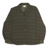 DANA TAYLOR Womens Green Printed Shirt Long Sleeve Collared M Polyester Top