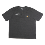 CARHARTT Mens Grey Henley T-Shirt XL Crew Neck Cotton Logo Pocket Casual