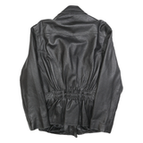 Womens Black Faux Leather Jacket M Polycotton Zip Classic Fit Collar Stylish