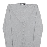 PATRIZIA PEPE Womens Grey Plain V-Neck Basic Knit S Slim Jumper Lightweight