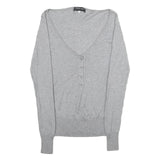 PATRIZIA PEPE Womens Grey Plain V-Neck Basic Knit S Slim Jumper Lightweight