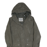 LEVI'S Womens Green Cotton Blend Utility Jacket S Hooded Zip Casual Lightweight