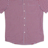 MARKS&SPENCERS Mens Red & Blue Check Shirt S Button Down Collar Short Sleeve