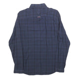 TOMMY HILFIGER Mens Blue Check Shirt M Button-Down Collar Cotton Blend Long