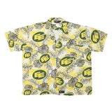 IFZON Mens Yellow & Green Pattern Short Sleeve Shirt XL Cotton Blend Casual