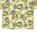 IFZON Mens Yellow & Green Pattern Short Sleeve Shirt XL Cotton Blend Casual