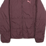 PUMA Womens Maroon Burgundy Jacket M Woven Zip Sportswear Logo