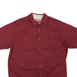 WRANGLER Mens Red Short Sleeve Cotton Blend Shirt L Casual Button Pocket