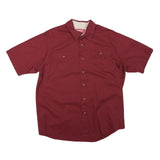 WRANGLER Mens Red Short Sleeve Cotton Blend Shirt L Casual Button Pocket